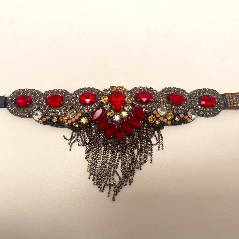 Deepa Gurnani red stone fringe bracelet - gorgeous